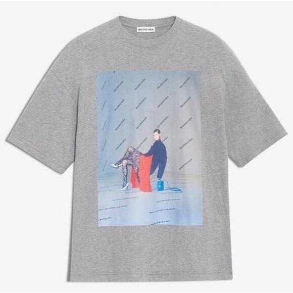Balenciaga AW17 Gray Photoshoot Print Oversized T-Shirt Size M - Picture 1 of 8